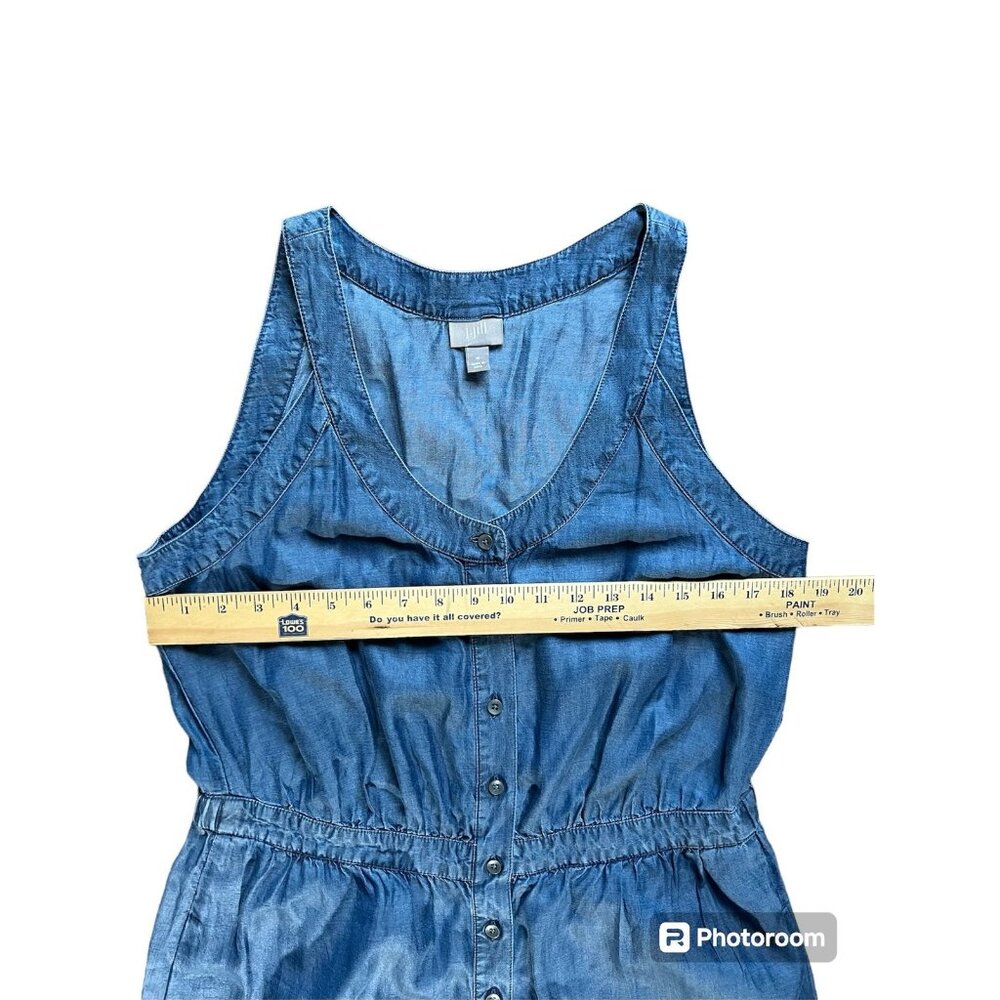 J. Jill Chambray Shirt Dress Women’s Medium Blue Sleeveless Pockets Button Up - Picture 5 of 8